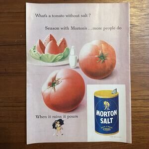 1952 Morton's Salt Tomato Vintage Print Ad Life Magazine
